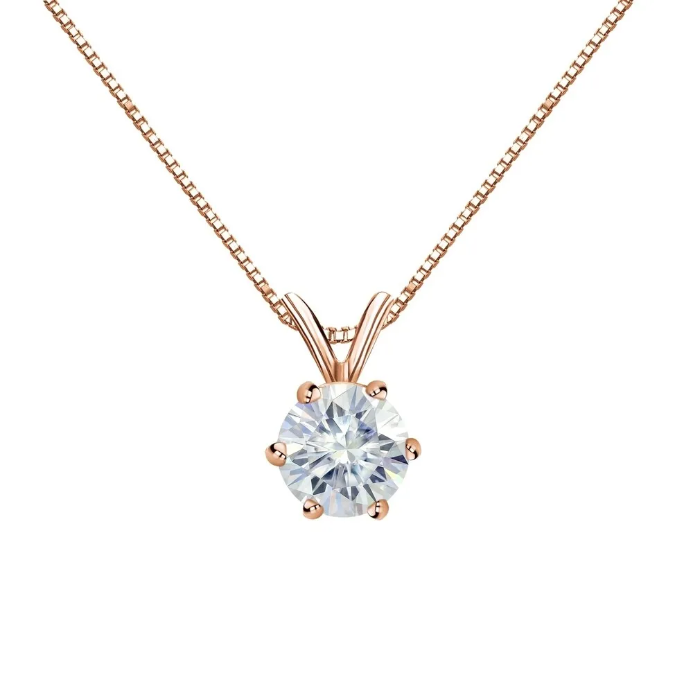 Auriya Round Solitaire Moissanite Necklace 2ctw 6-prong Basket 14k Gold - 8.2 mm sold by Zulily product image thumbnail 3