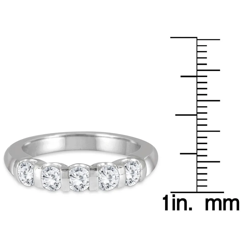 Marquee Jewels 14k White Gold 3/4ct TDW Bar-set 5-stone Diamond Band sold by Zulily product image thumbnail 3