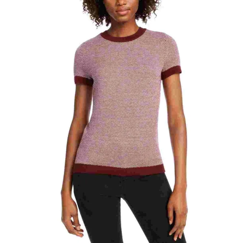 Maison Jules Women's Ribbed Ringer Short Sleeve Sweater Red Size X-Small sold by Zulily