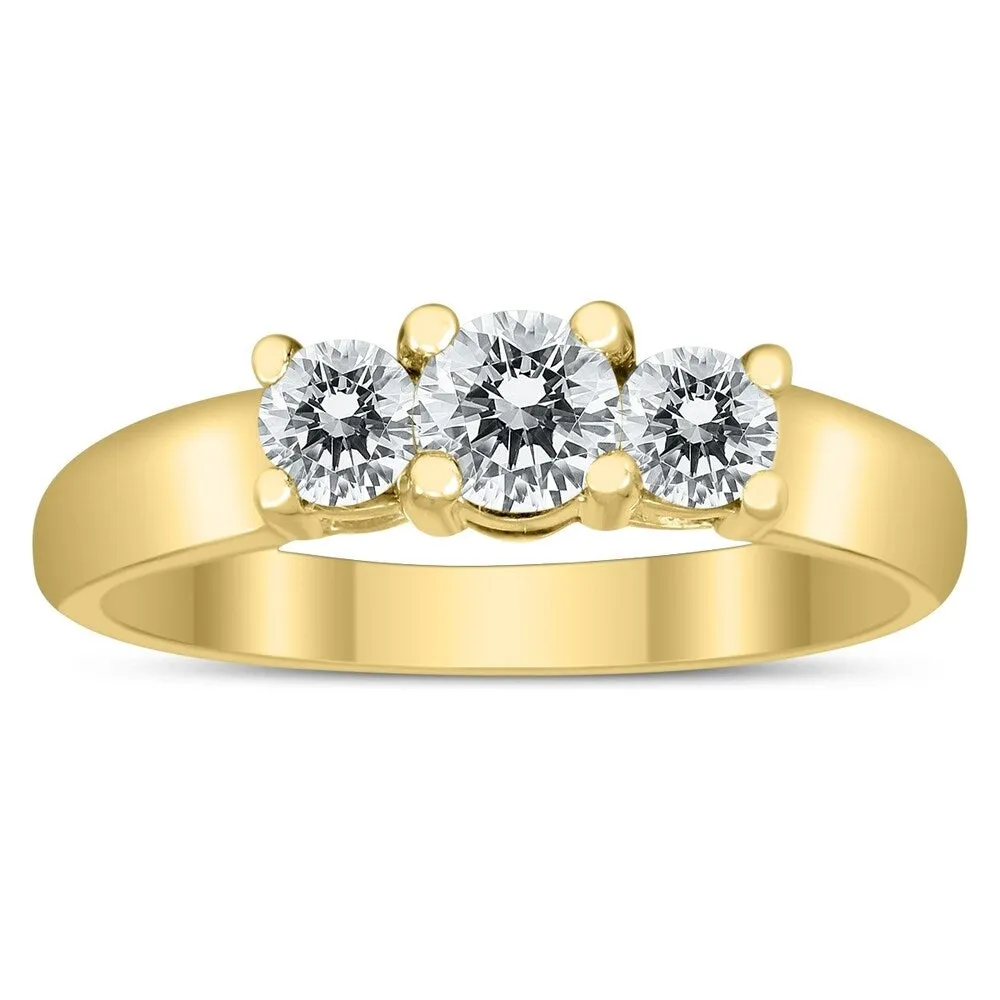 AGS Certified 3/4 Carat TW Three Stone Diamond Ring in 10K Yellow Gold sold by Zulily