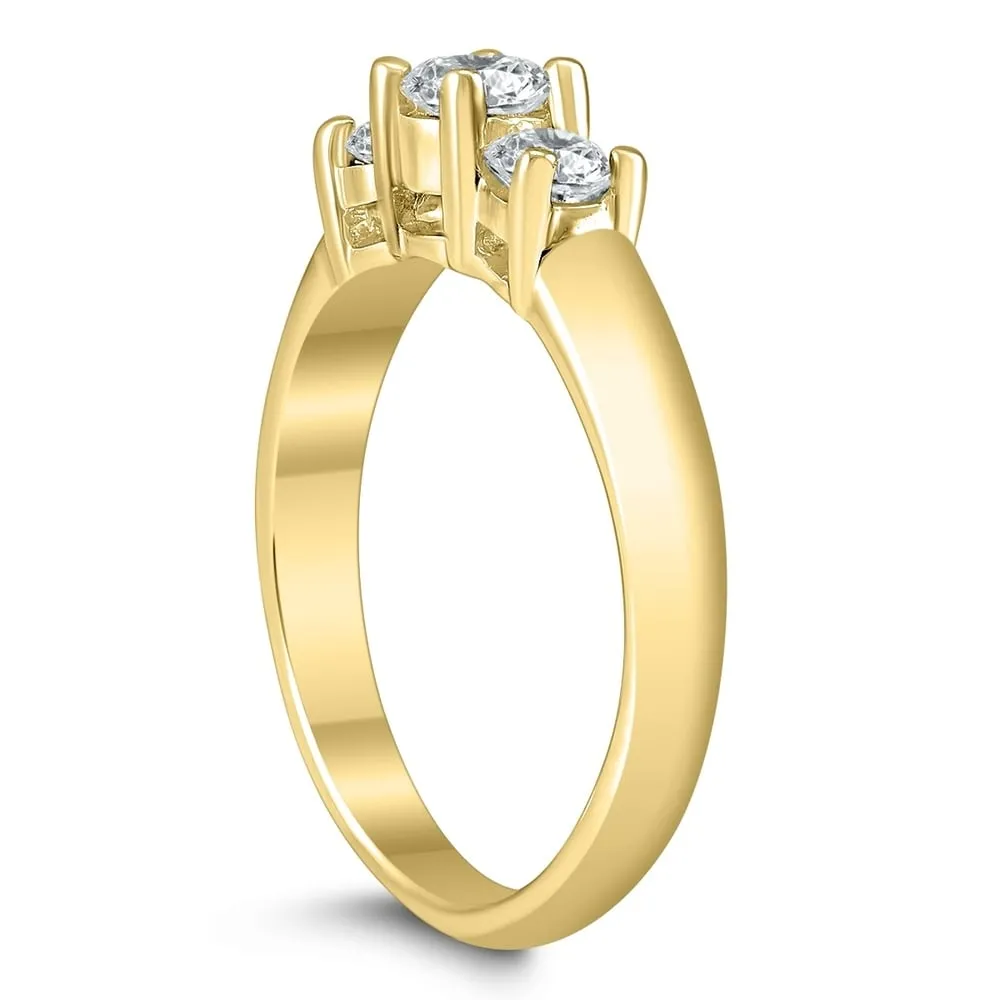 AGS Certified 3/4 Carat TW Three Stone Diamond Ring in 10K Yellow Gold sold by Zulily product image thumbnail 2