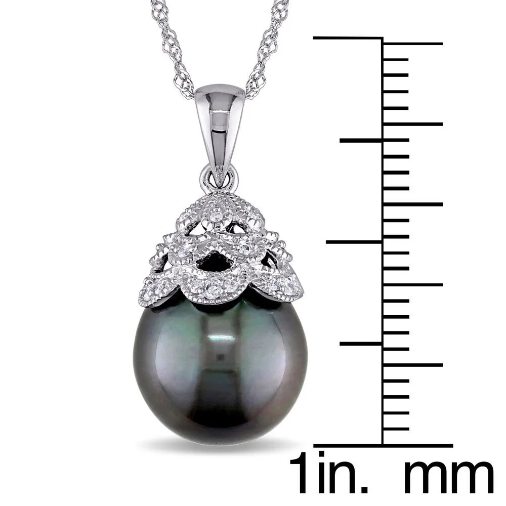 Miadora 10k White Gold Tahitian Pearl and Diamond Necklace sold by Zulily product image thumbnail 2