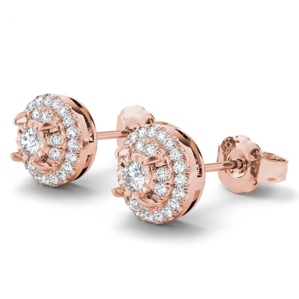 De Couer 10k Rose Gold 1/4ct TDW Diamond Cluster Earrings - Pink sold by Zulily product image thumbnail 2
