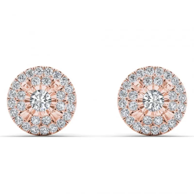 De Couer 10k Rose Gold 1/4ct TDW Diamond Cluster Earrings - Pink sold by Zulily