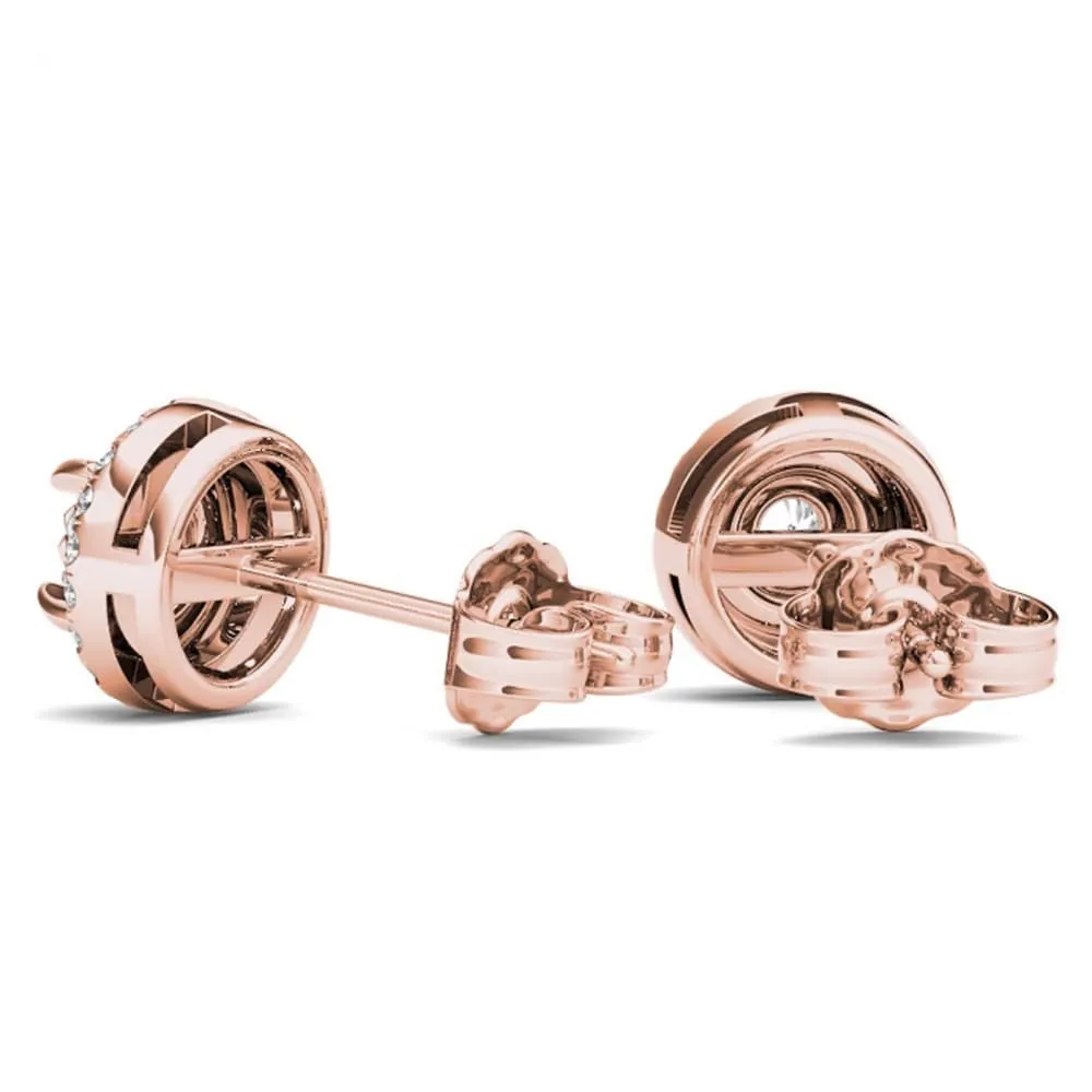 De Couer 10k Rose Gold 1/4ct TDW Diamond Cluster Earrings - Pink sold by Zulily product image thumbnail 3