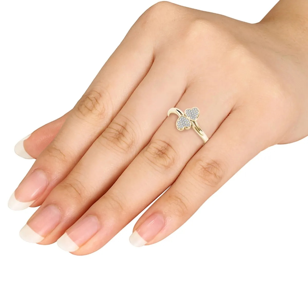 De Couer 10k Yellow Gold 1/20ct TDW Diamond Two Heart Wrap Ring sold by Zulily product image thumbnail 5