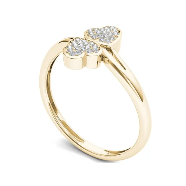 De Couer 10k Yellow Gold 1/20ct TDW Diamond Two Heart Wrap Ring sold by Zulily product image thumbnail 2