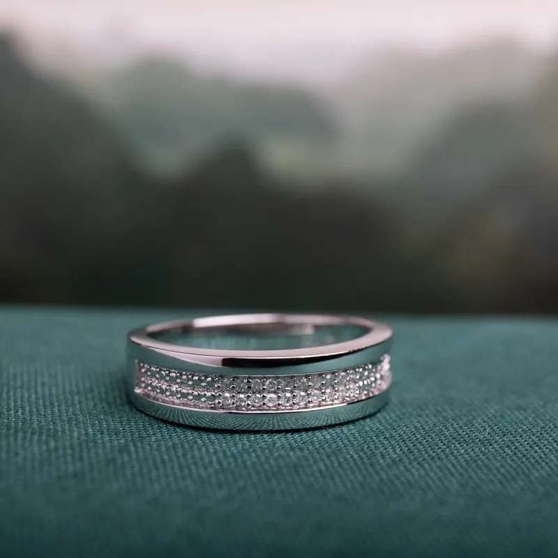 1/10ct TDW Diamond Men's Wedding Band in Sterling Silver by Miadora sold by Zulily