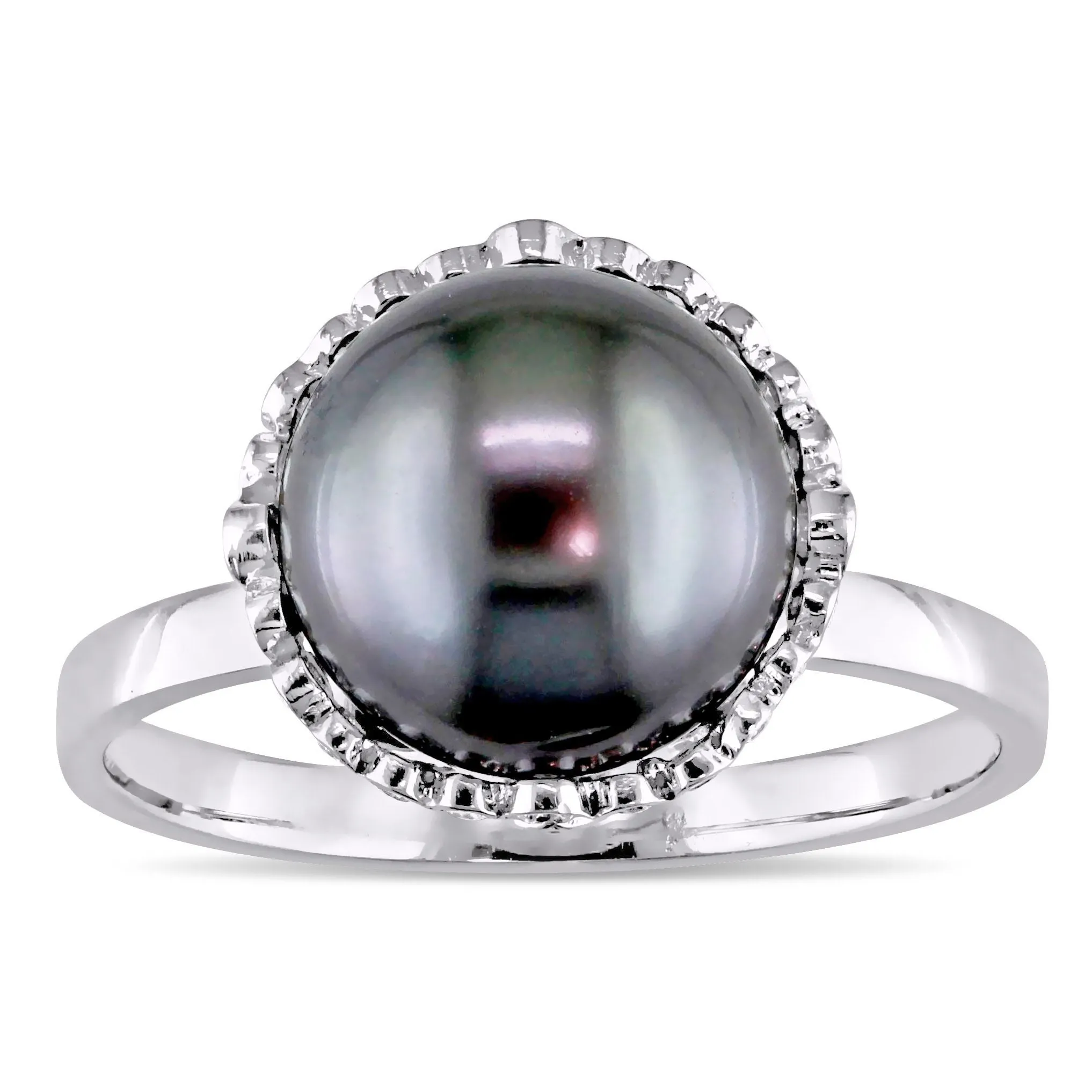 Miadora 8.5-9mm Cultured Freshwater Pearl and Diamond Accent Ring in 10k White Gold sold by Zulily product image thumbnail 2