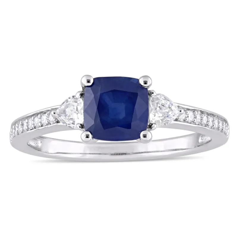 Miadora Signature Collection 14k White Gold Blue Sapphire White Sapphire and 1/10ct TDW Diamond Engagement Ring sold by Zulily