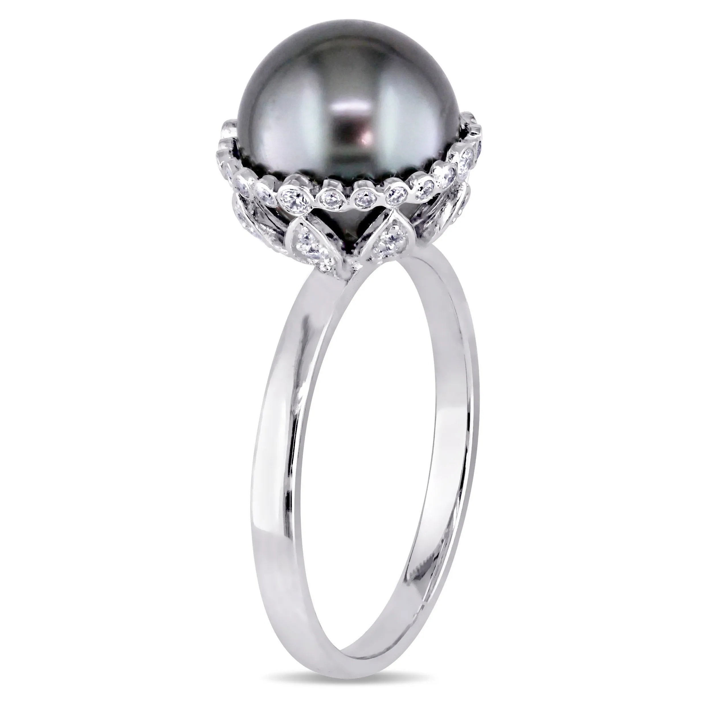 Miadora 8.5-9mm Cultured Freshwater Pearl and Diamond Accent Ring in 10k White Gold sold by Zulily product image thumbnail 3