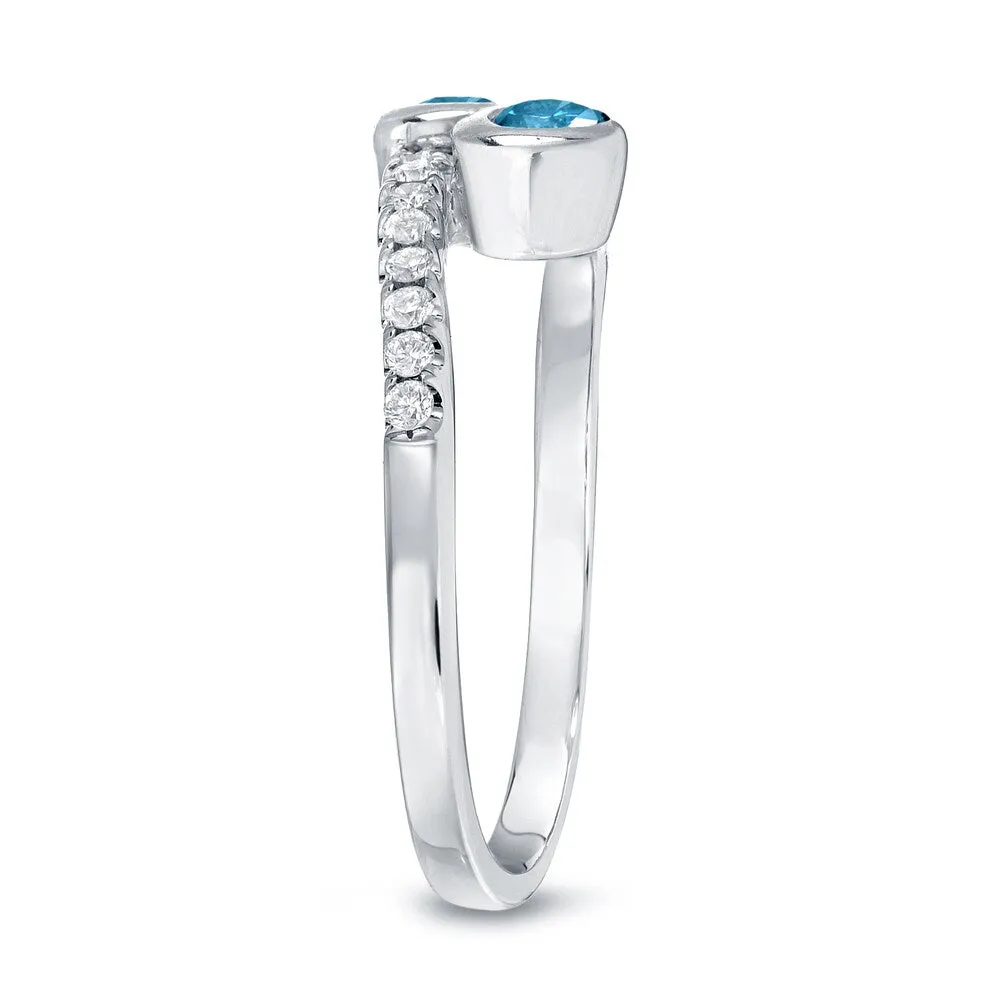 Auriya 14k Gold 1ct TDW Round 2-Stone Blue Diamond Engagement Ring sold by Zulily product image thumbnail 4
