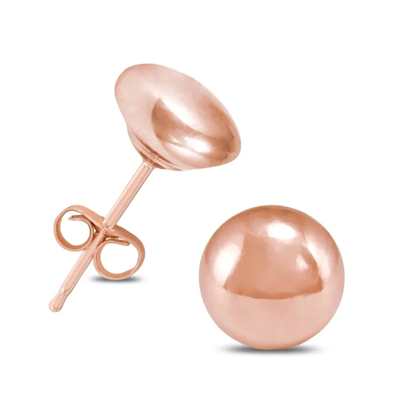 14K Rose Gold 6mm Button Ball Stud Earrings sold by Zulily
