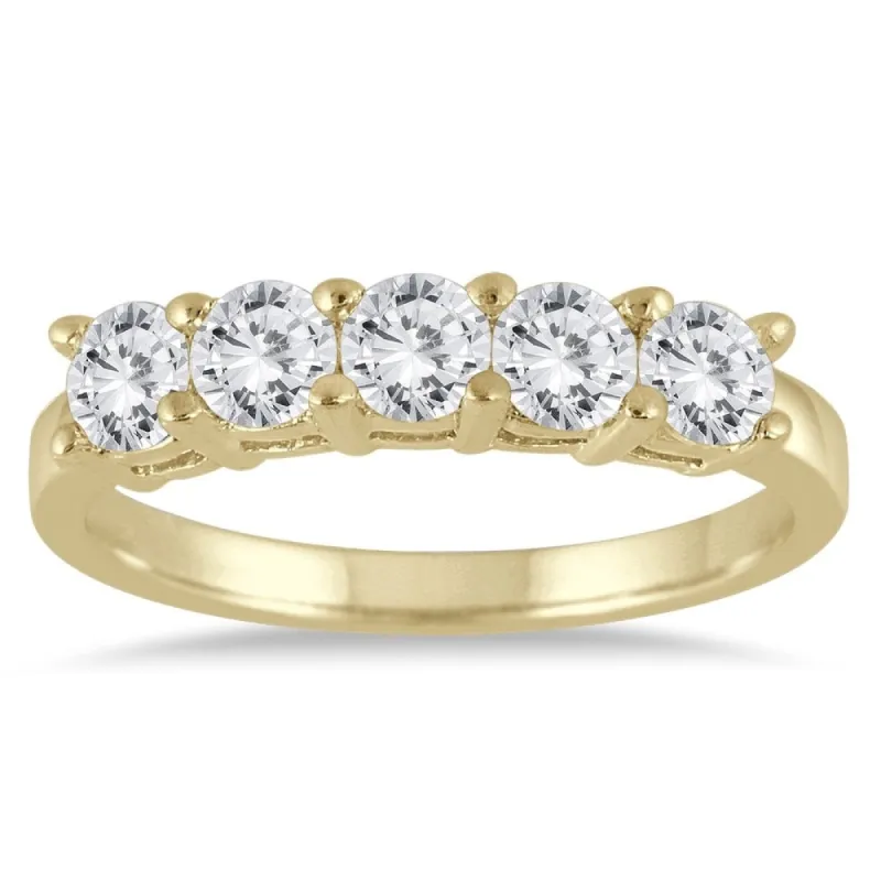 1 Carat TW Five Stone Wedding Band in 14K Yellow Gold sold by Zulily