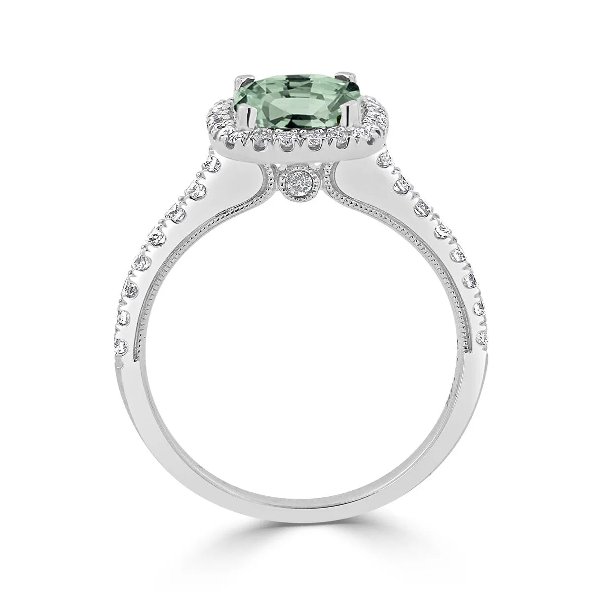 Auriya 1 1/8ct Cushion-cut Green Amethyst and Halo Diamond Engagement Ring 3/8ctw 14k Gold sold by Zulily product image thumbnail 5