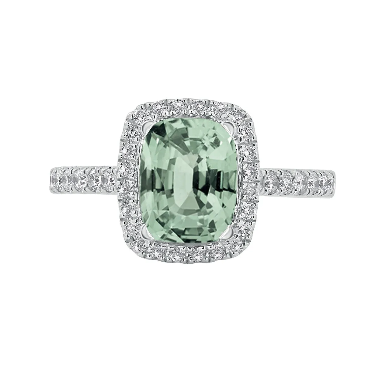 Auriya 1 1/8ct Cushion-cut Green Amethyst and Halo Diamond Engagement Ring 3/8ctw 14k Gold sold by Zulily product image thumbnail 2