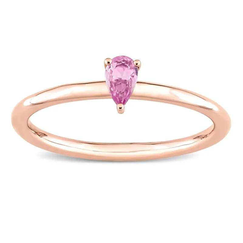 Miadora 10k Rose Gold Pink Sapphire Solitaire Stackable Teardrop Ring sold by Zulily