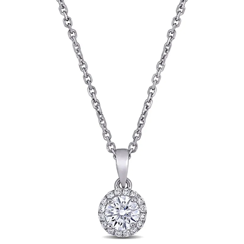 Miadora 18k White Gold 3/8ct TDW Diamond Circular Halo Necklace - 11 mm x 6 mm - 11 mm x 6 mm sold by Zulily