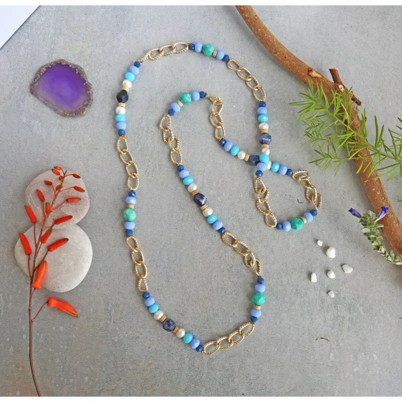 Blue Station Necklace sold by Zulily