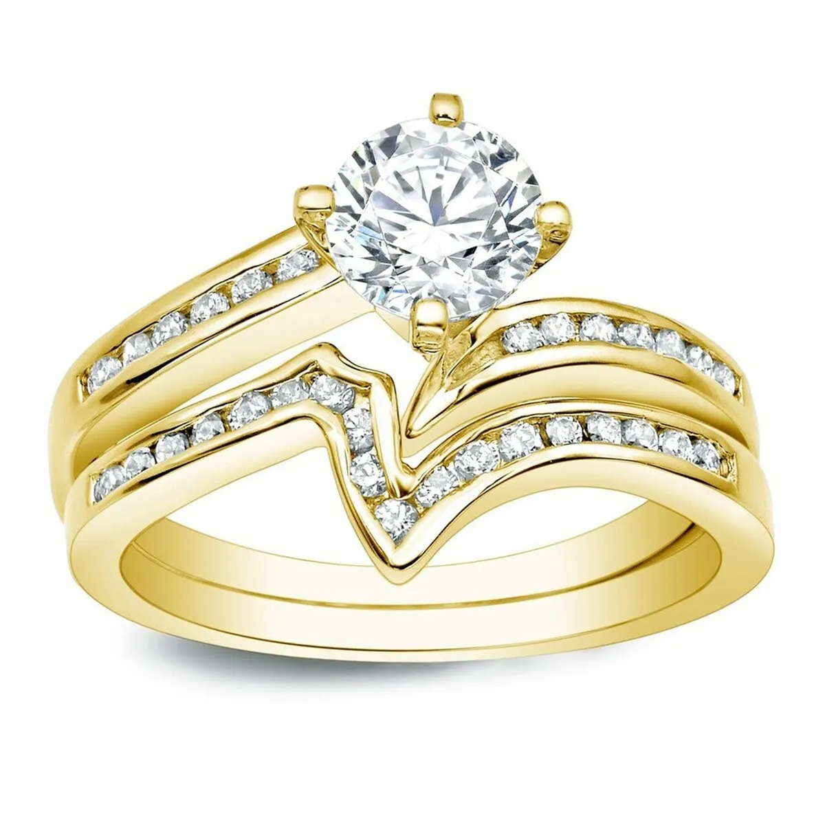 Auriya 14k Gold 1ctw Round Diamond Engagement Ring Set sold by Zulily product image thumbnail 5
