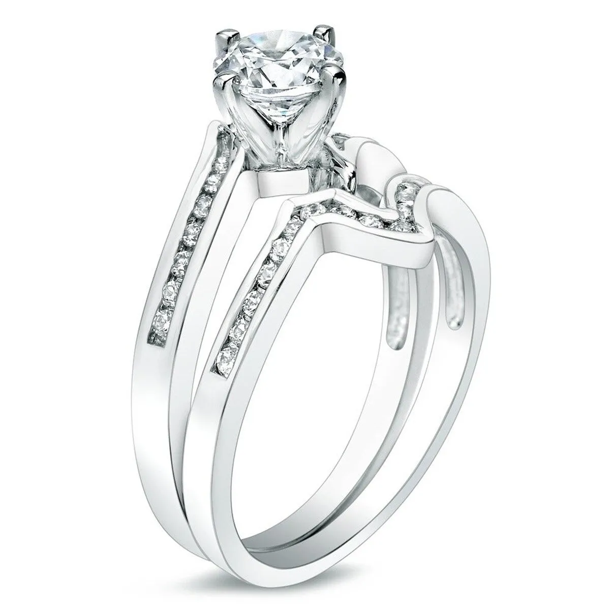 Auriya 14k Gold 1ctw Round Diamond Engagement Ring Set sold by Zulily product image thumbnail 2