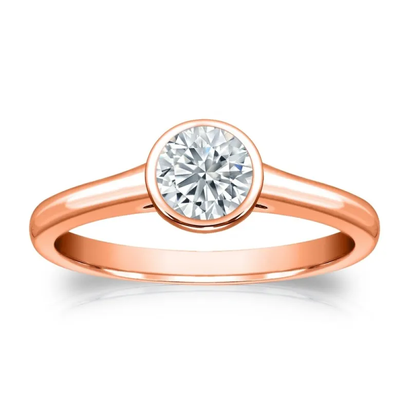 Auriya 14k Gold 1ctw Solitaire Moissanite Engagement Ring Bezel-set sold by Zulily