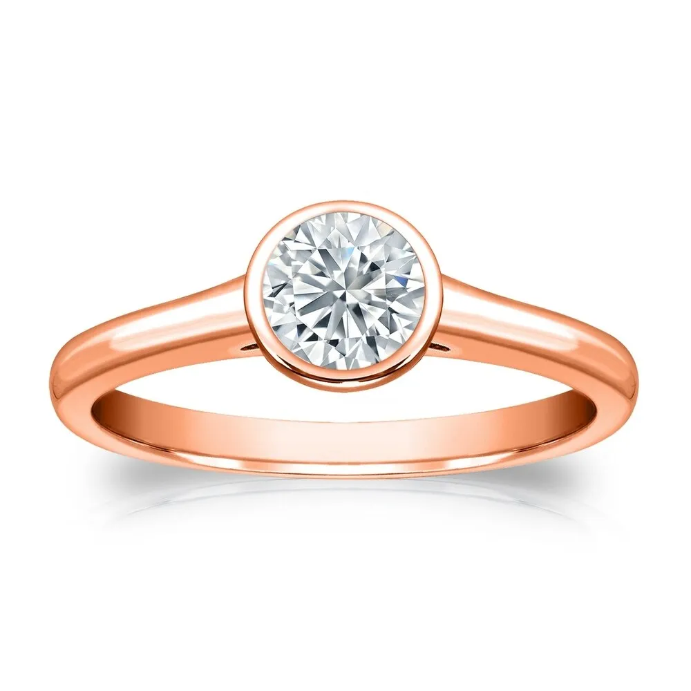 Auriya 14k Gold 1ctw Solitaire Moissanite Engagement Ring Bezel-set sold by Zulily