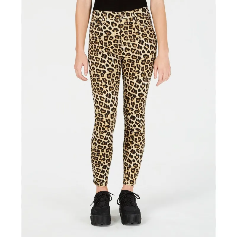 Celebrity Pink Juniors' Cheetah-Print Skinny Ankle Jeans Yellow Size 9 sold by Zulily