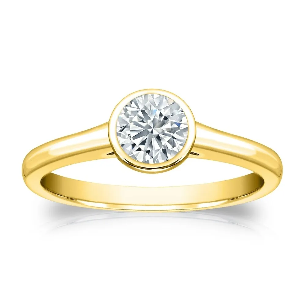 Auriya 14k Gold 1ctw Solitaire Moissanite Engagement Ring Bezel-set sold by Zulily product image thumbnail 2