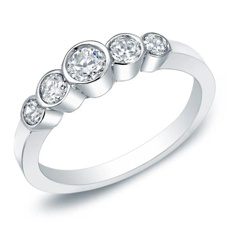 Auriya 14k Gold 1/2ctw 5-Stone Diamond Wedding Band sold by Zulily