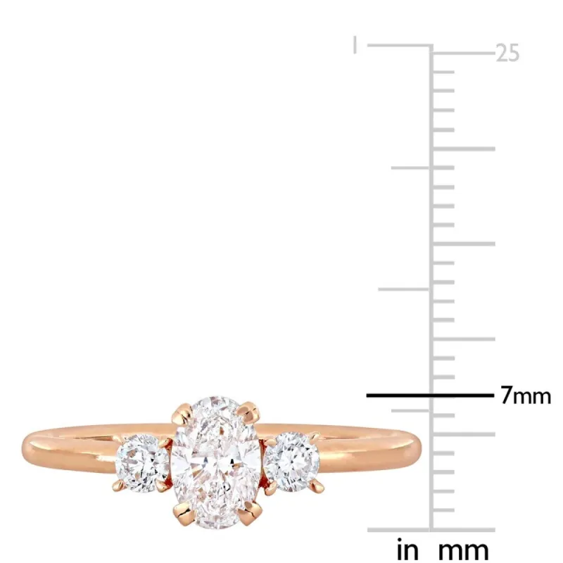 Miadora 14k Rose Gold 1ct TDW Diamond 3-Stone Engagement Ring sold by Zulily