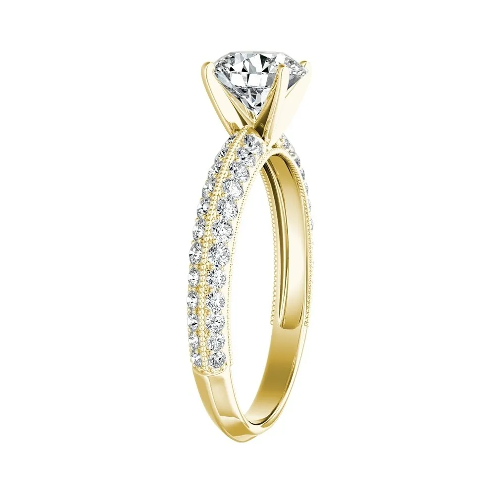 Auriya 14k Gold Vintage 3ct Round Moissanite and 3/8ctw Diamond Engagement Ring sold by Zulily product image thumbnail 5