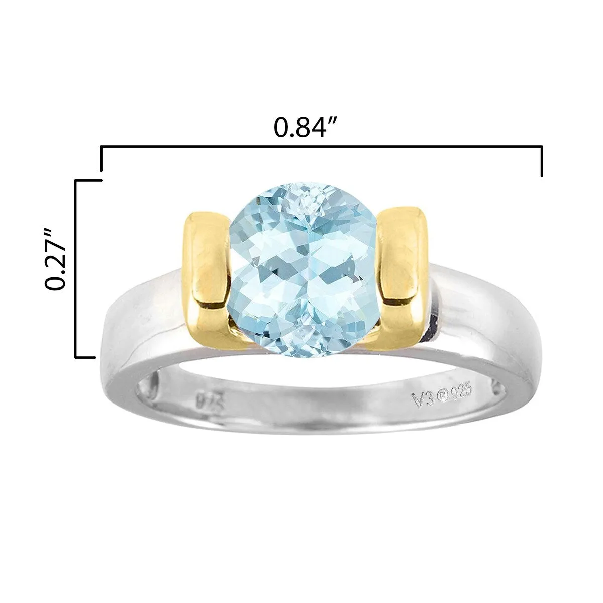 Two Tone with Natural Aquamarine Solitaire ring sold by Zulily product image thumbnail 3