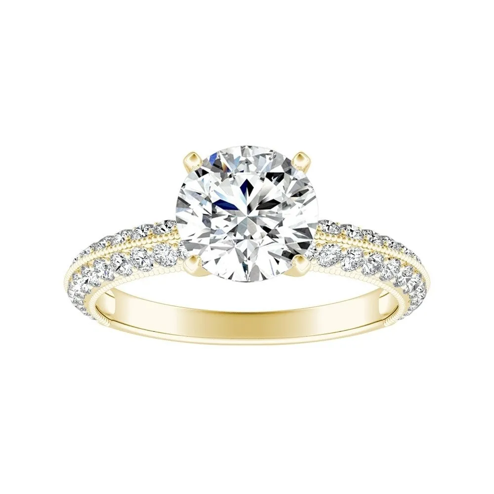 Auriya 14k Gold Vintage 3ct Round Moissanite and 3/8ctw Diamond Engagement Ring sold by Zulily product image thumbnail 2