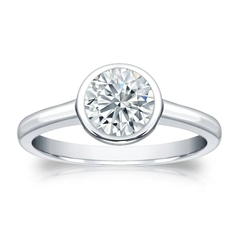 Auriya 18k Gold Certified 1.00ct TDW Solitaire Bezel Set Diamond Engagement Ring sold by Zulily
