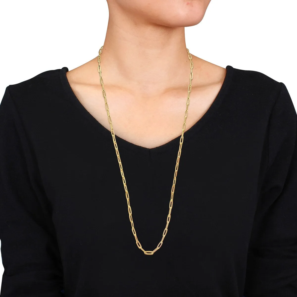 Miadora 30-Inch 4mm Paperclip Oval Link Chain Necklace in 14k Yellow Gold sold by Zulily product image thumbnail 3
