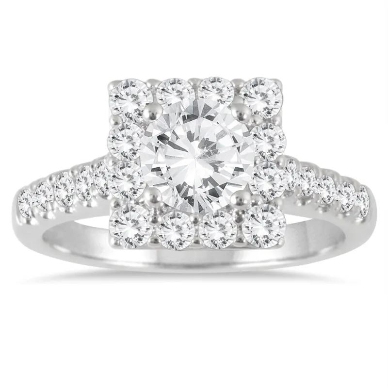 AGS Certified 1 5/8 Carat TW Diamond Halo Bridal Set in 14K White Gold (J-K Color, I2-I3 Clarity) sold by Zulily
