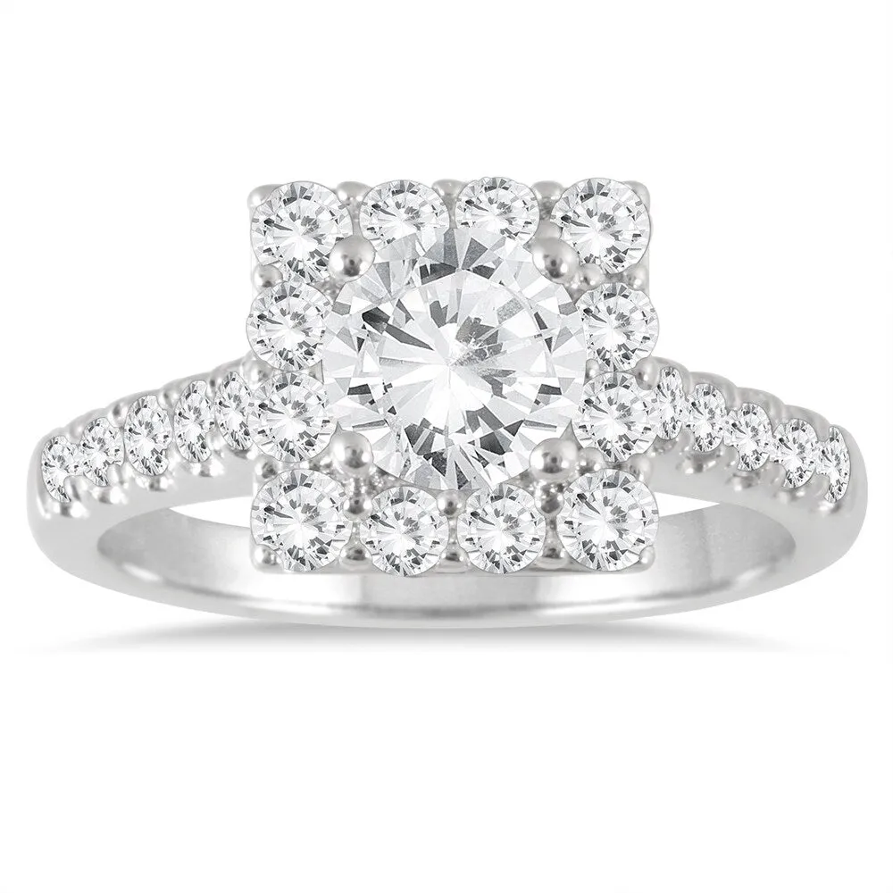 AGS Certified 1 5/8 Carat TW Diamond Halo Bridal Set in 14K White Gold (J-K Color, I2-I3 Clarity) sold by Zulily