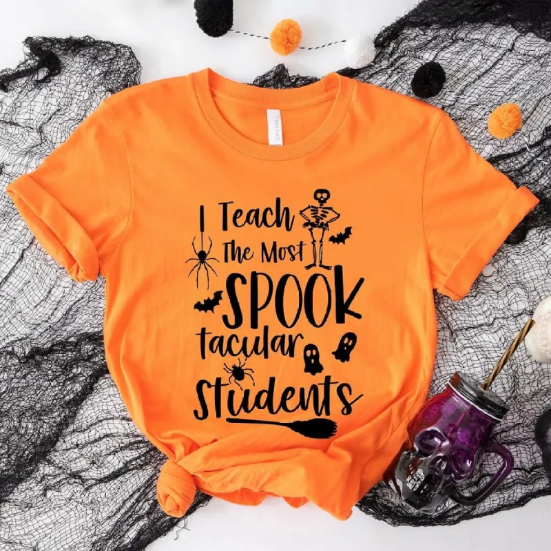 I Teach The Most Spooktacular Students Short Sleeve Tee sold by Zulily