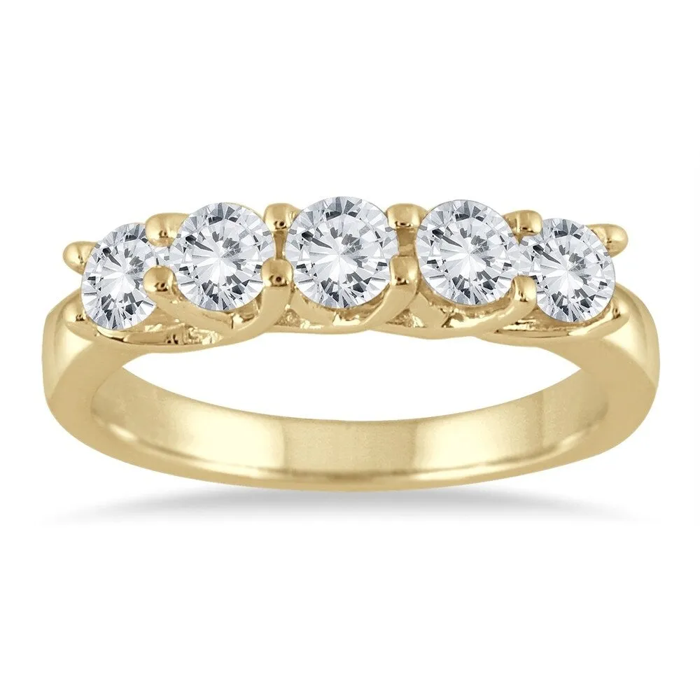 1 Carat TW Five Stone Diamond Wedding Band in 10K Yellow Gold sold by Zulily