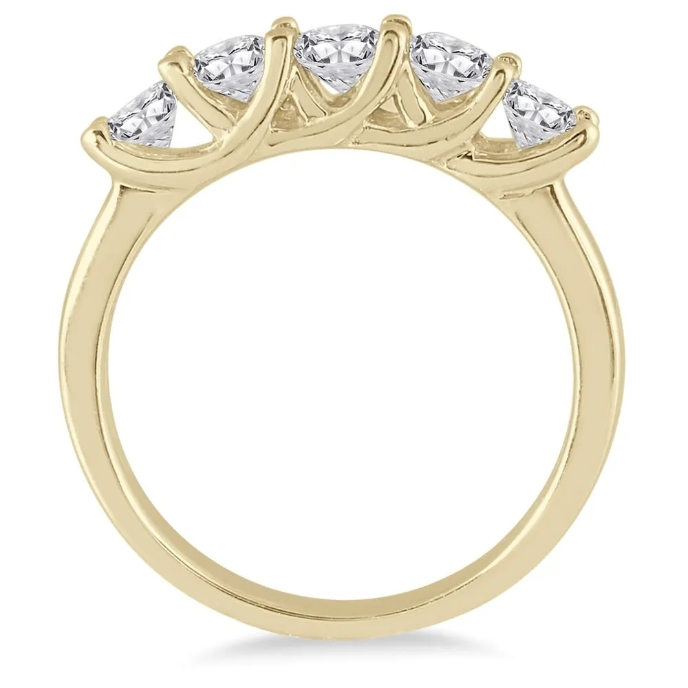 1 Carat TW Five Stone Diamond Wedding Band in 10K Yellow Gold sold by Zulily product image thumbnail 2