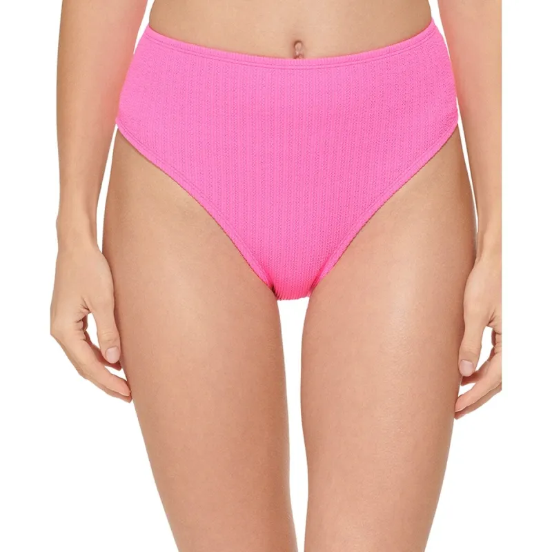 DKNY Women's Textured High Waist Bikini Bottom Swimsuit Pink sold by Zulily