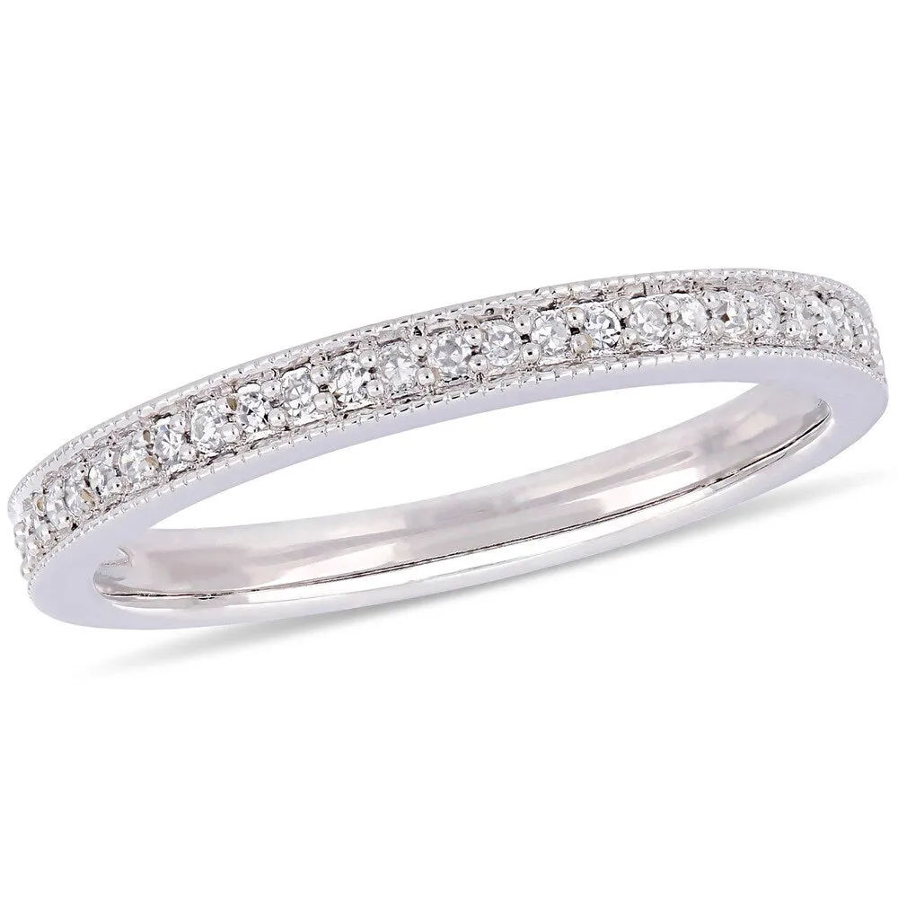 Moissanite by Miadora Signature Collection 14k White Gold 1/8ct TDW Diamond Stackable Semi-Eternity Wedding Band sold by Zulily product image thumbnail 2