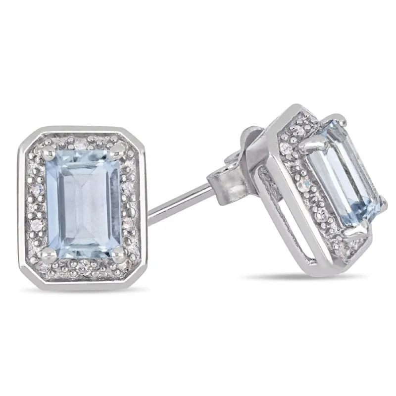 Miadora Sterling Silver Aquamarine and 1/10ct TDW Diamond Earrings (H-I, I3) sold by Zulily