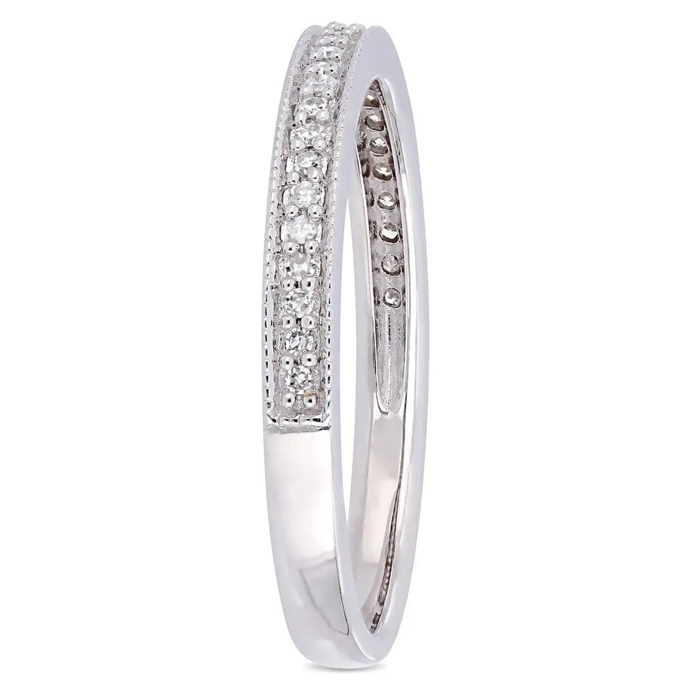 Moissanite by Miadora Signature Collection 14k White Gold 1/8ct TDW Diamond Stackable Semi-Eternity Wedding Band sold by Zulily product image thumbnail 3
