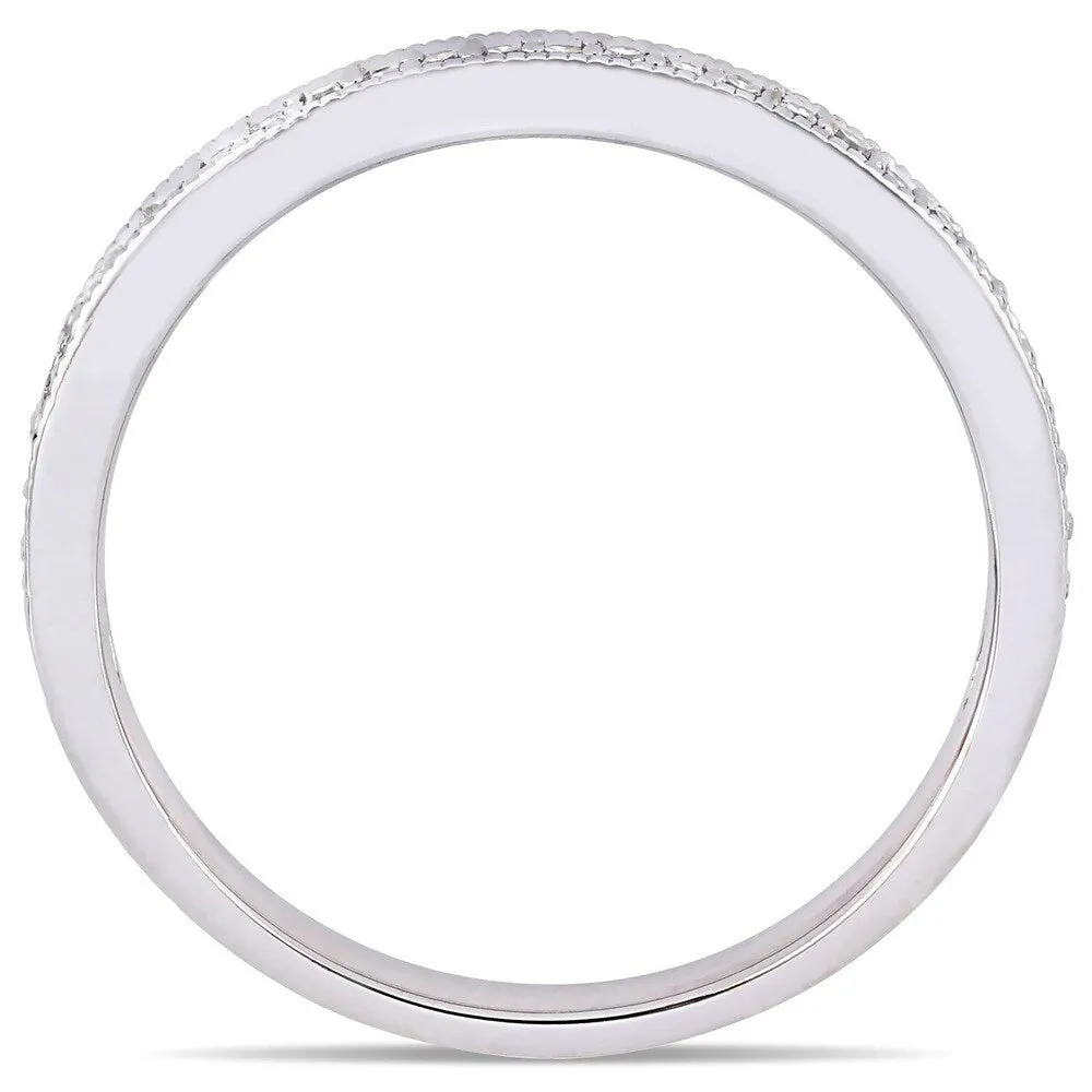 Moissanite by Miadora Signature Collection 14k White Gold 1/8ct TDW Diamond Stackable Semi-Eternity Wedding Band sold by Zulily product image thumbnail 4