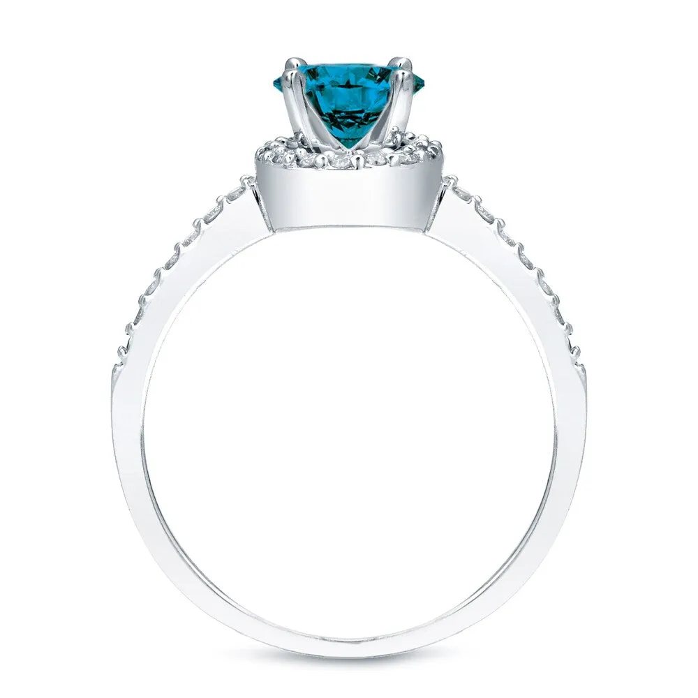 Auriya 14k Gold 1ctw Halo Blue Diamond Engagement Ring Set sold by Zulily product image thumbnail 4