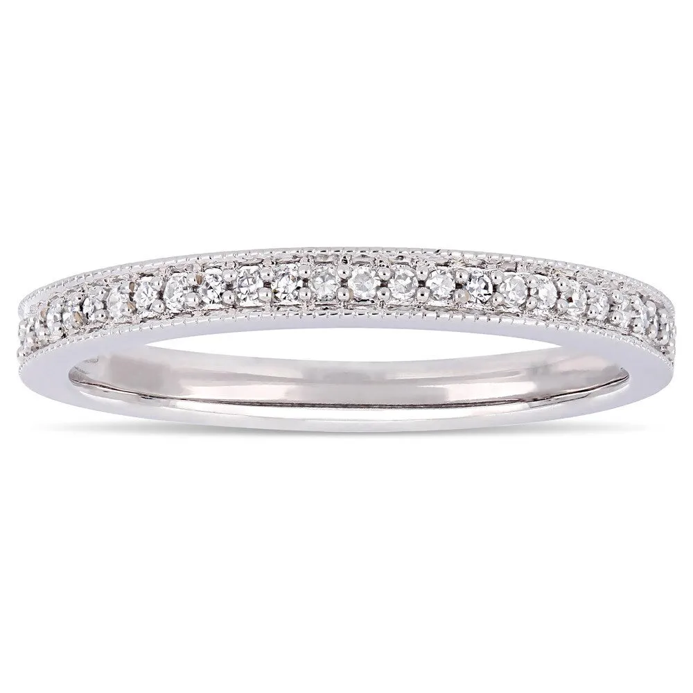 Moissanite by Miadora Signature Collection 14k White Gold 1/8ct TDW Diamond Stackable Semi-Eternity Wedding Band sold by Zulily
