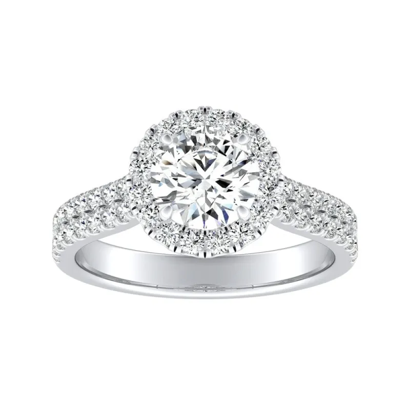 Auriya 14k Gold 2 1/2ct Round Moissanite Halo Diamond Engagement Ring 1/2ctw sold by Zulily