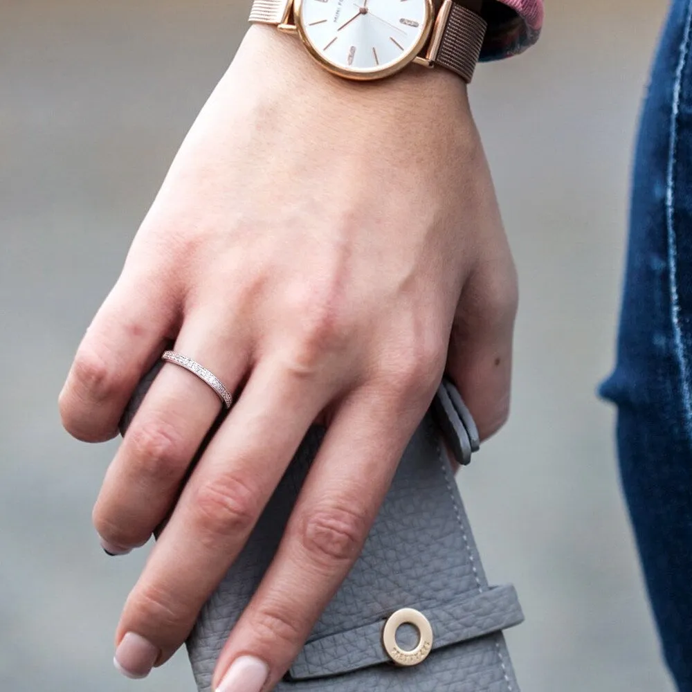 Moissanite by Miadora Signature Collection 14k White Gold 1/8ct TDW Diamond Stackable Semi-Eternity Wedding Band sold by Zulily product image thumbnail 5